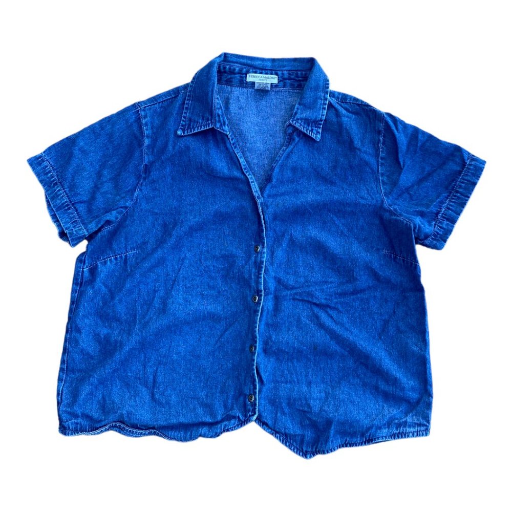 Women's Rebecca Malone Petite Jean Collared Button Down Shirt Blouse XL
